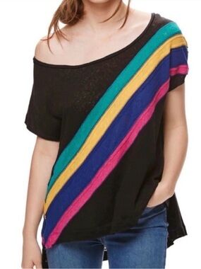 Free People We the Free Multicolor diagonal rainbow top